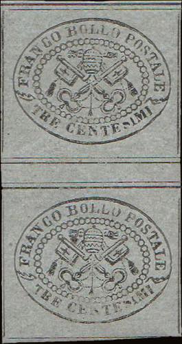 1867 - 3 cent. grigio, n° 15, in ... 