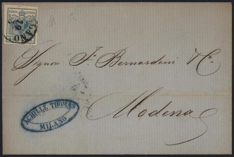 1856 - 45 centesimi azzurro III ... 