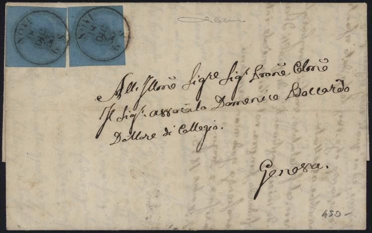 1853 - 20 centesimi azzurro, n° ... 