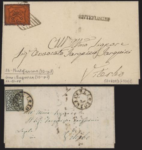 1857 - Piccolo lotto di 10 lettere ... 