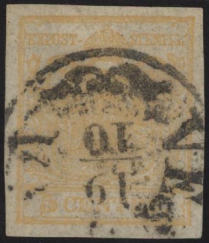 1850 - 5 cent. giallo ocra, n° 1, ... 
