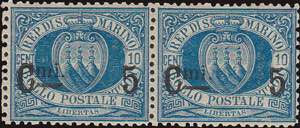 1892 - Sovr. 5 c. su 10 c., n° 8, in spl ... 