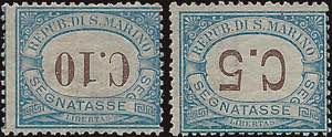 1925 - 5 e 10 c. cifre capovolte, Sx n° ... 