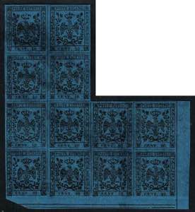 1852 - 40 centesimi azzurro scuro, n° 6, ... 