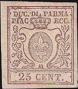 1857 - 25 c. bruno lilla, n° 10, ottimo. ... 