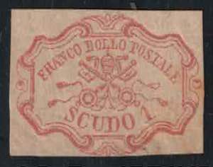 1852 - 1 scudo rosa carminio, n° 11, ben ... 