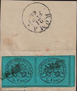 1867 - 5 c. verde azzurrastro nd, n° 16, ... 