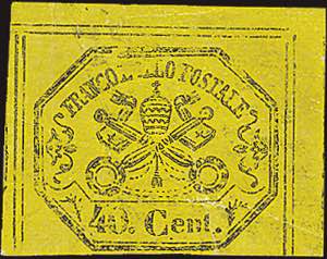 1867 - 40 c. giallo, n° 19, eccellente, ... 