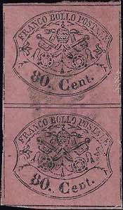 1867 - 80 c. rosa lillaceo vivo, n° 20a, ... 