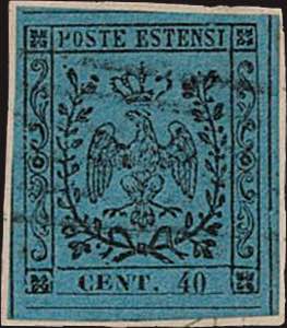 1852 - 40 c. celeste, n° 5, ottimo, ... 