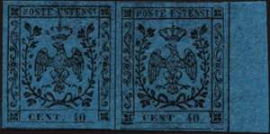 1852 - 40 c. azzurro scuro, n° 6, spl cp ... 