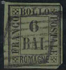 1859 - 6 Bajocchi verde giallo, n° 7, ... 