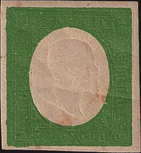 1854 - 5 c. verde, n° 10, buonissimo ... 