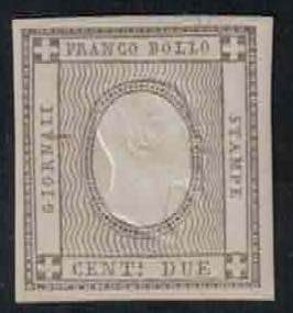 1861 - 2 centesimi grigio per stampati, n° ... 