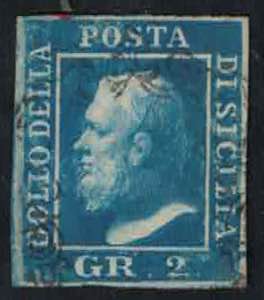 1859 - 2 Grana cobalto scuro, n° 7c, ... 
