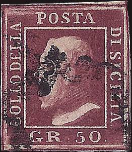 1859 - 50 gr. lacca bruno violaceo, n° ... 