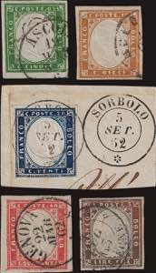 1860 - IV di Sardegna, n° 13/18, ... 