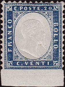 1862 - 20 c. azzurro grigio, n° 2c (k), ... 