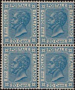 1865 - 20 c.  azzurro (chiaro), n° ... 