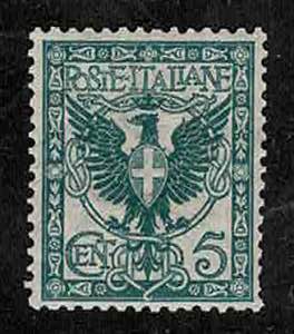 1901 - Floreale 5 c. verde azzurro, n° 70, ... 