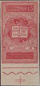 1921 - Dante 15 c. rosa brunastro, non ... 