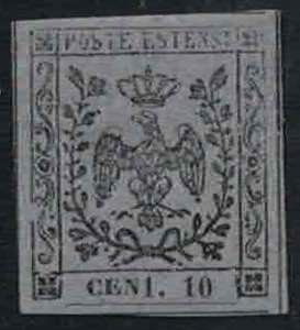 1857 - 10 c. grigio con varietà CEN1, SxG ... 