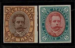 1889 - Umberto 1 e 5 lire, n° P48/P49, ... 