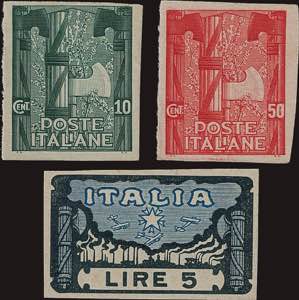 1923 - Marcia Su Roma 10 c. + 50 c. + 5 L., ... 