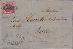 1858 - 2 grana carminio lillaceo, falso per ... 