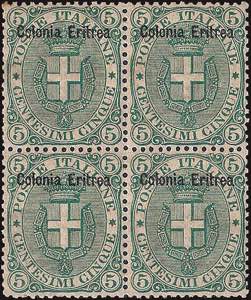 1893 - 5 c. verde scuro, n° 3, in spl ... 