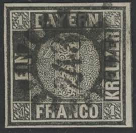 1849 - 1 kreuzer nero grigio, n° 1a, ... 
