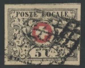 1849 - Vaud, 5 centesimi nero e rosso, n° ... 