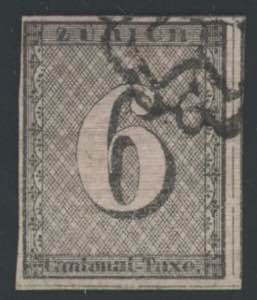 1843 - Zurigo, cifra grande, 6 r., linee ... 