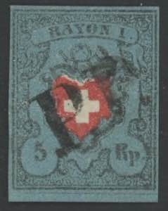 1850 - RAYON I, 5 Rp., n° 14, Zu. n° 15 II ... 