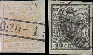 1850 - 5 e 10 c., n° 1/2, ottimi, lusso. ... 