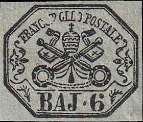 1852 - 6 b. grigio verdastro, n° 7f, ... 