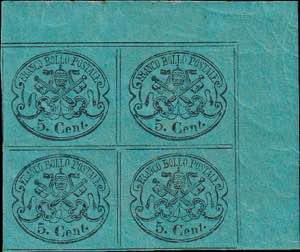 1867 - 5 c. azzurro verdastro, n° 16, in ... 