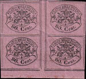 1867 - 80 c. rosa lillaceo, n° 20, in spl ... 