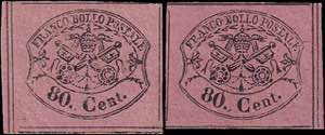 1867 - 80 c., n° 20 + 20a, eccellenti, ... 