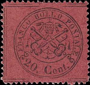 1868 - 20 c. rosso bruno, n° 27, ottimo, ... 