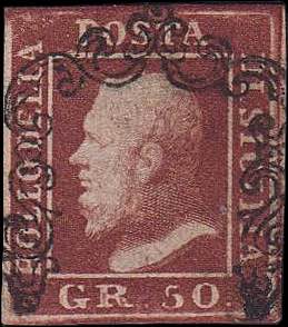 1859 - 50 grana lacca bruno, n° 14, ... 