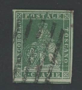 1851 - 4 crazie verde su grigio, n° 6, ... 