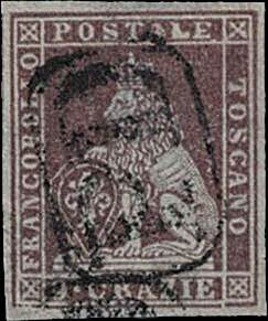 1851 - 9 cr. bruno violaceo, n° 8, ottimo, ... 