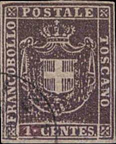 1860 - 1 c. violetto bruno, n° 17, lusso. ... 