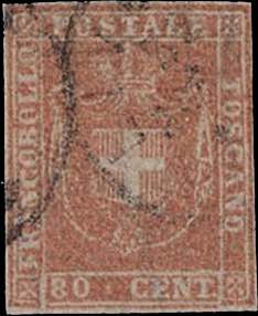 1860 - 80 c. bistro carnicino, n° 22a, ... 