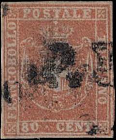 1860 - 80 c. bistro carnicino, n° 22a, ... 