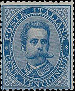 1879 - Umberto 25 c. azzurro, n° 40, ... 