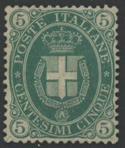 1889 - Stemma Sabaudo, 5 c. verde scuro, n° ... 