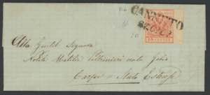 1857 - 15 c. rosso vermiglio, n° 20, carta ... 