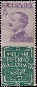 1924 - Piperno 50 c., Pubb n° 13, ottimo, ... 